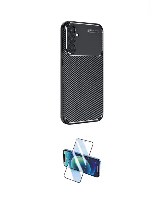 ieg™ Galaxy S25 Plus Kılıf Eksen Form Prime - Siyah 3D Antistatik Cam Ekran Koruyucu