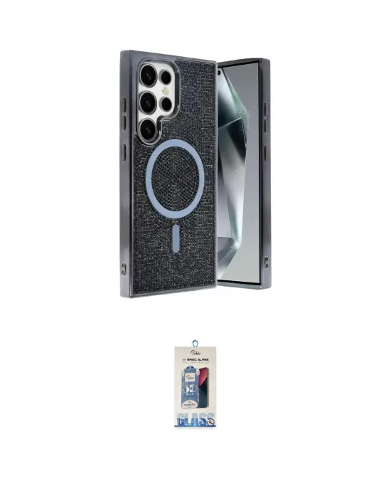 ieg™ Galaxy S25 Ultra Kılıf Eksen Çizgi - Siyah Joko Magic 5D Cam