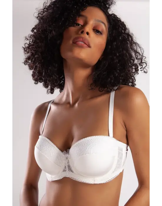 ieg™ Golshan Gala Balconette Foam Cup Bra, Ekru Konforlu ve Şık Sütyen, Strapless