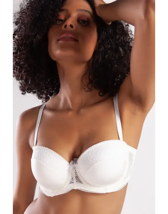 ieg™ Golshan Gala Balconette Foam Cup Bra, Ekru Konforlu ve Şık Sütyen, Strapless