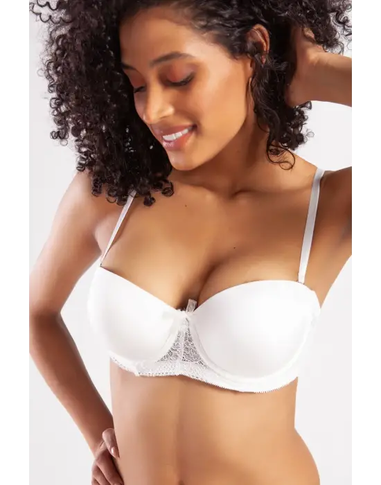 ieg™ Golshan Gala Push-Up Strapless Bra, Ekru Konforlu ve Şık Sütyen, Strapless