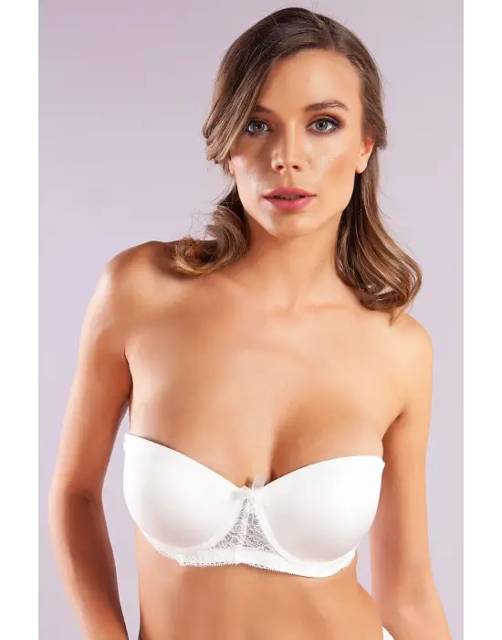 ieg™ Golshan Gala Push-Up Strapless Bra, Ekru Konforlu ve Şık Sütyen, Strapless