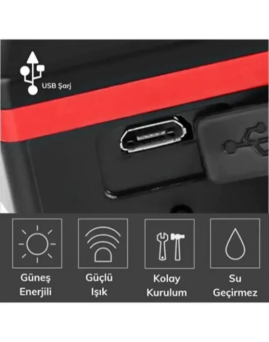 Güneş Enerjili Bisiklet Işıklı Korna
