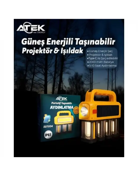 Güneş Enerjili Taşınabilir Projektör Işıldak
