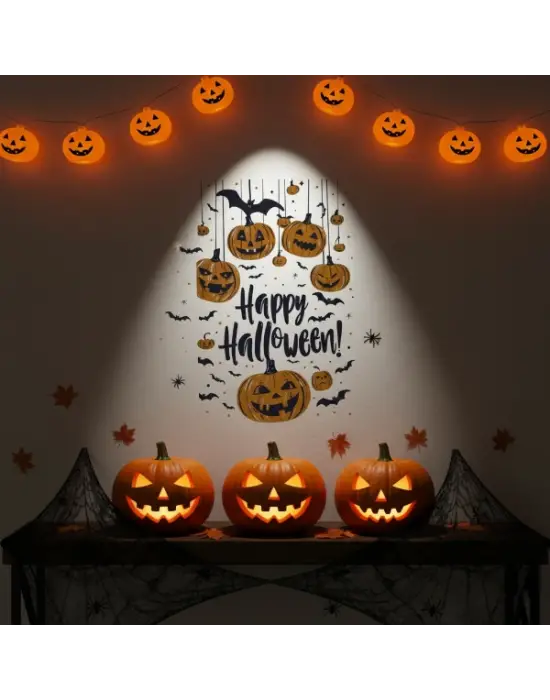 Halloween Temalı Balkabaklı Duvar Sticker Seti