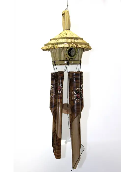 Hasır Kuş Yuvalı Bambu Çan 50 cm