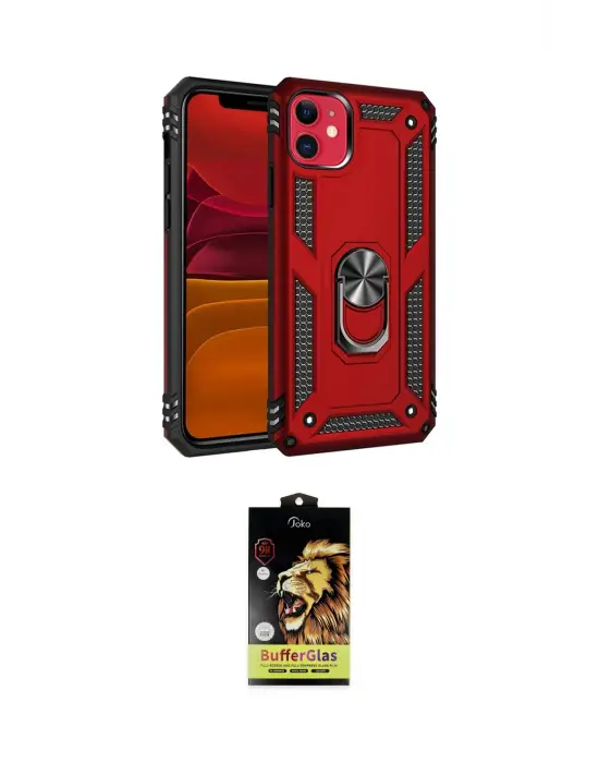 ieg™ iPhone 11 Kılıf Ahenk Klasik Koleksiyonu - Siyah Buffer Cam Ekran Koruyucu