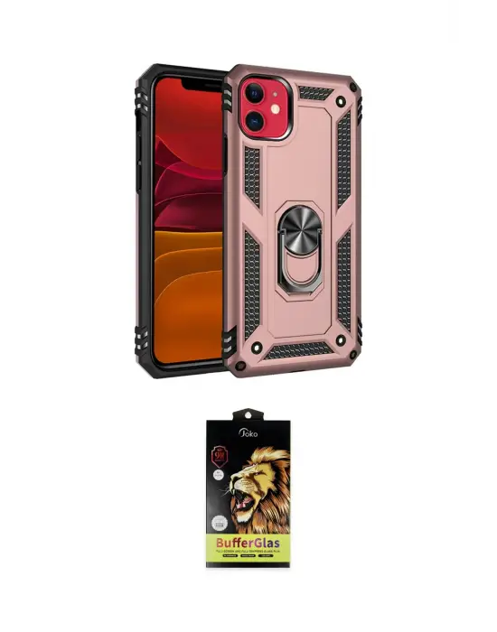ieg™ iPhone 11 Kılıf Ahenk Klasik Koleksiyonu - Siyah Buffer Cam Ekran Koruyucu