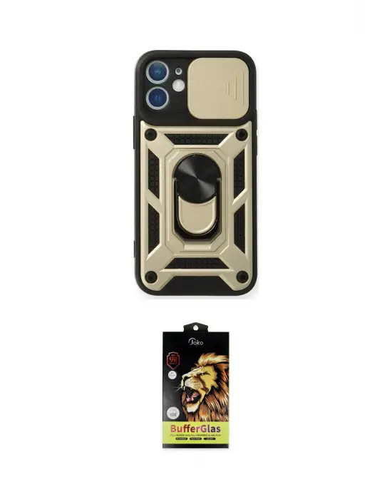ieg™ iPhone 11 Kılıf Ahenk Klasik - Siyah Buffer Cam Ekran Koruyucu