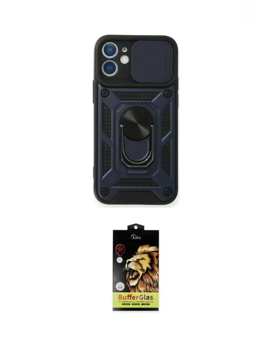 ieg™ iPhone 11 Kılıf Ahenk Klasik - Siyah Buffer Cam Ekran Koruyucu