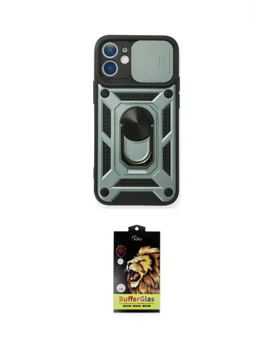 ieg™ iPhone 11 Kılıf Ahenk Klasik - Siyah Buffer Cam Ekran Koruyucu