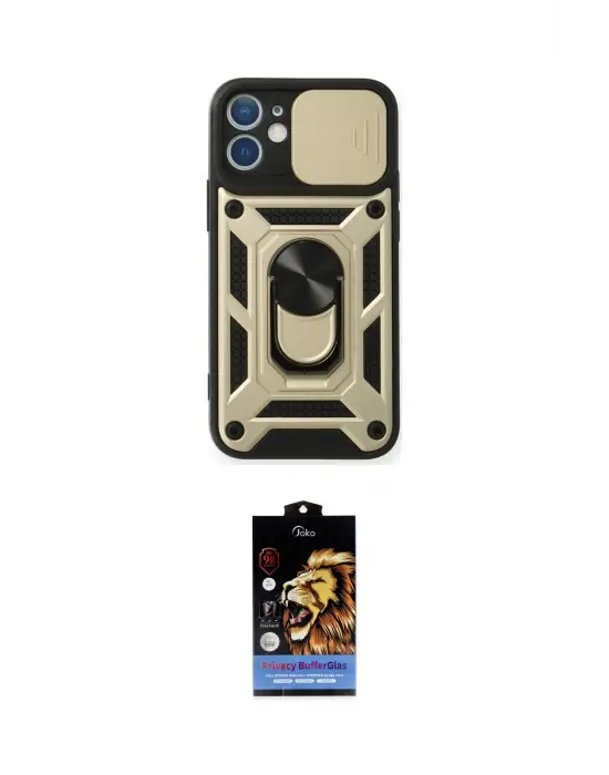 ieg™ iPhone 11 Kılıf Ahenk Klasik - Siyah Buffer Hayalet Cam Ekran Koruyucu
