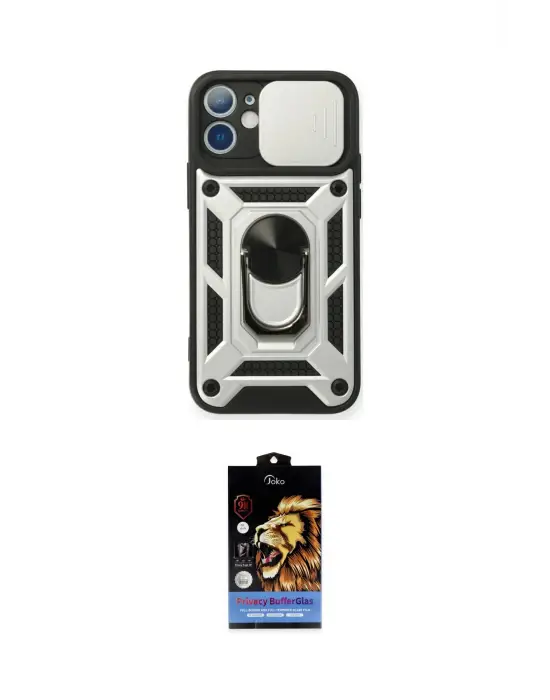 ieg™ iPhone 11 Kılıf Ahenk Klasik - Siyah Buffer Hayalet Cam Ekran Koruyucu