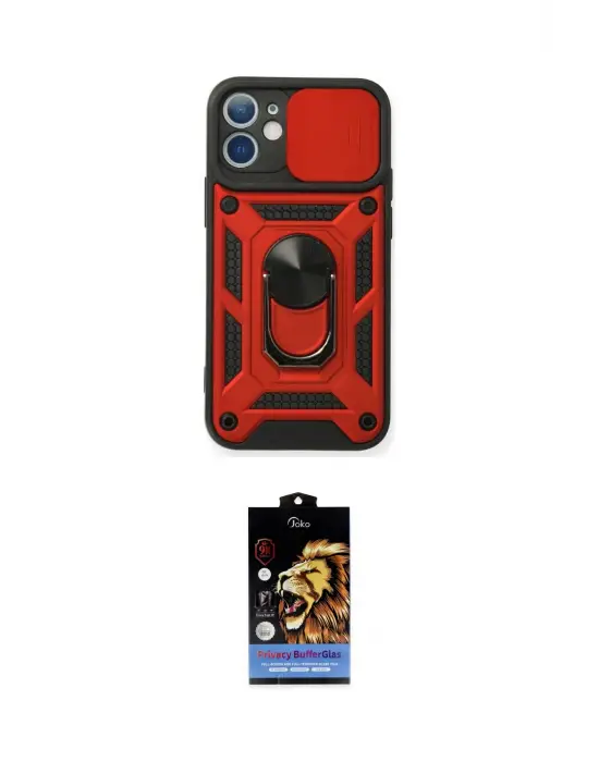 ieg™ iPhone 11 Kılıf Ahenk Klasik - Siyah Buffer Hayalet Cam Ekran Koruyucu