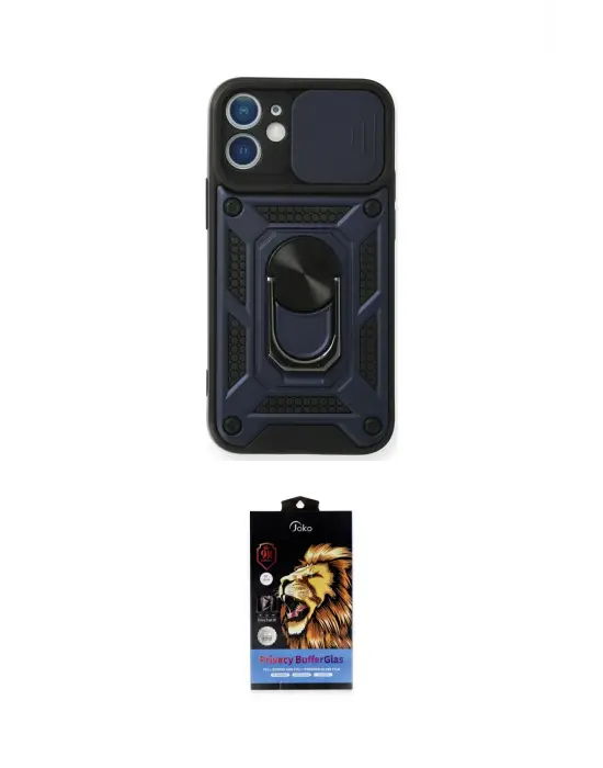 ieg™ iPhone 11 Kılıf Ahenk Klasik - Siyah Buffer Hayalet Cam Ekran Koruyucu