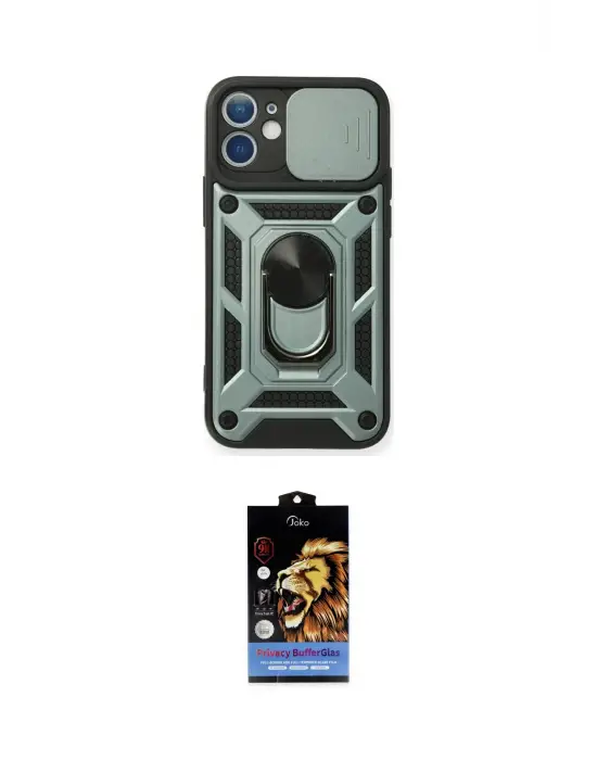 ieg™ iPhone 11 Kılıf Ahenk Klasik - Siyah Buffer Hayalet Cam Ekran Koruyucu