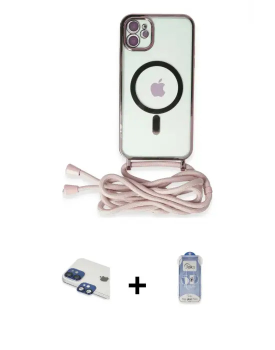 ieg™ iPhone 11 Kılıf Eksen Özel Seri - Siyah Joko Magic 5D Cam + Pers Alüminyum Kamera Lens - LT