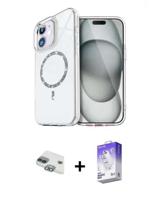 ieg™ iPhone 11 Kılıf Kıvılcım Form Prime - Siyah Bilvis 5in1 3D Magic Cam Ekran Koruyucu + Pers Alüminyum Kamera Lens - YL