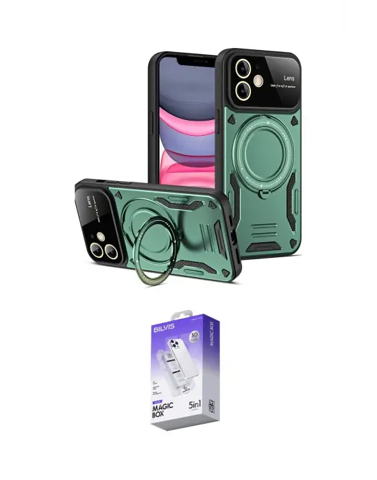 ieg™ iPhone 11 Kılıf Kıvılcım Modern Serisi - Siyah Bilvis 5in1 3D Magic Cam Ekran Koruyucu