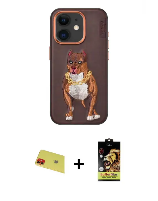 ieg™ iPhone 11 Kılıf Nova Form Koleksiyonu - Siyah Buffer Cam Ekran Koruyucu + Rainbow Kamera Lens Koruma Cam - KI
