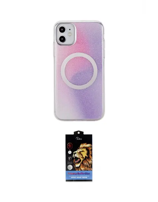 ieg™ iPhone 11 Kılıf Pusula Form - Siyah Buffer Hayalet Cam Ekran Koruyucu