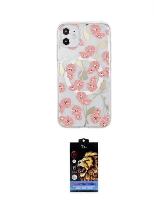 ieg™ iPhone 11 Kılıf Pusula Form - Siyah Buffer Hayalet Cam Ekran Koruyucu