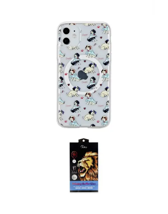 ieg™ iPhone 11 Kılıf Pusula Form - Siyah Buffer Hayalet Cam Ekran Koruyucu