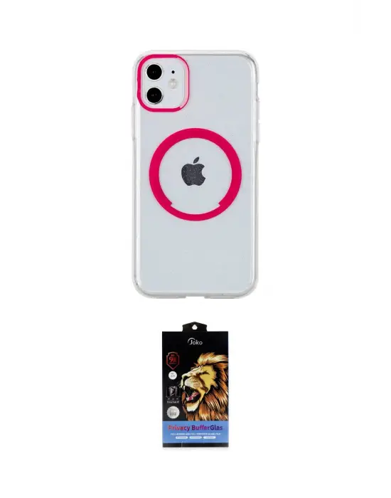 ieg™ iPhone 11 Kılıf Pusula Form - Siyah Buffer Hayalet Cam Ekran Koruyucu