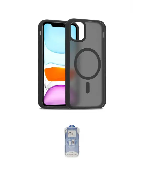 ieg™ iPhone 11 Kılıf Siluet Minimal Prime - Siyah Joko Magic 5D Cam