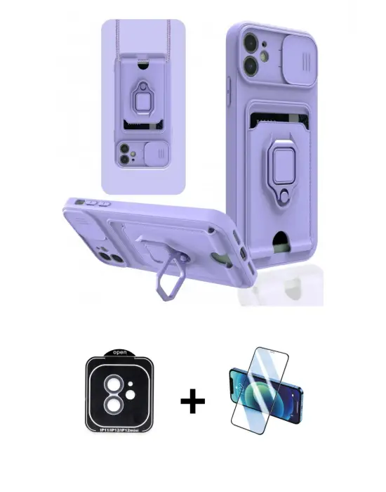 ieg™ iPhone 11 Kılıf Vadi Form Prime - Siyah 3D Antistatik Seramik Nano Ekran Koruyucu + PVD Metal Kamera Lens - MI