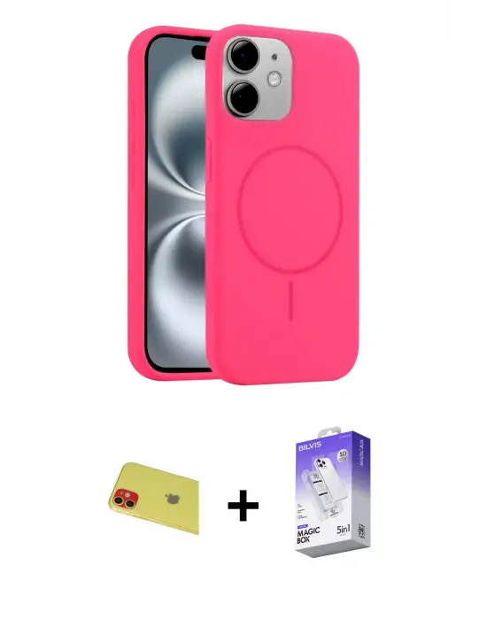ieg™ iPhone 11 Kılıf Yankı Form Serisi - Siyah Bilvis 5in1 3D Magic Cam Ekran Koruyucu + Rainbow Kamera Lens Koruma Cam - KI