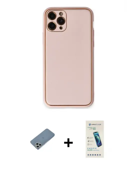 ieg™ iPhone 11 Pro Kılıf Yadigar Klasik - Şeffaf Pasifik Cam Ekran Koruyucu + Shine Kamera Lens Koruma Cam - GS