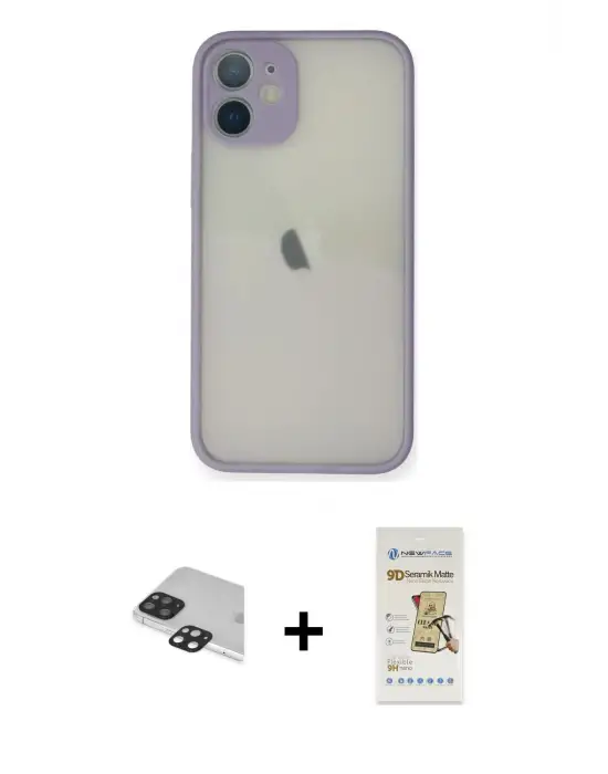 ieg™ iPhone 11 Pro Max Kılıf Ahenk Çizgi Serisi - Siyah Mat Seramik Nano Ekran Koruyucu + Pers Alüminyum Kamera Lens - SH