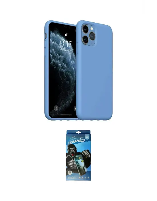 ieg™ iPhone 11 Pro Max Kılıf Ahenk Serisi - Siyah 34D Izgaralı Cam