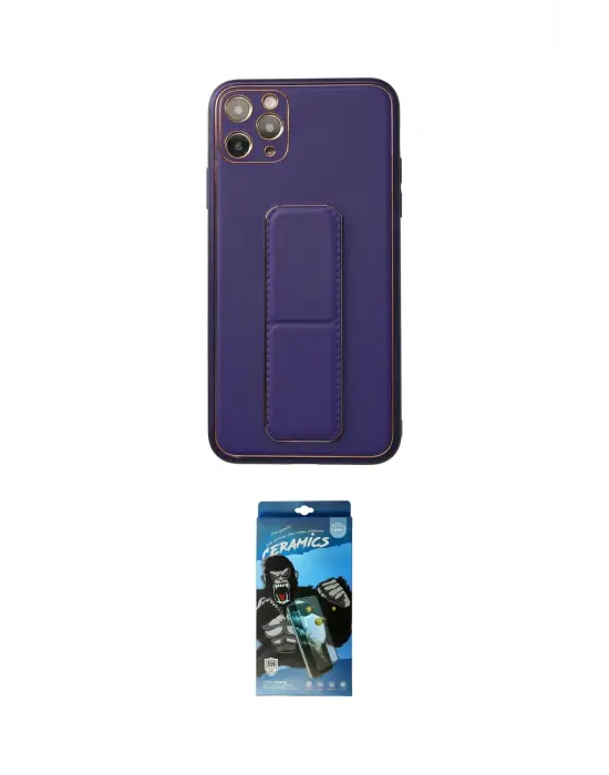 ieg™ iPhone 11 Pro Max Kılıf Akış Doku - Siyah 34D Izgaralı Cam