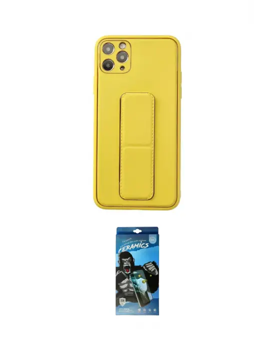 ieg™ iPhone 11 Pro Max Kılıf Akış Doku - Siyah 34D Izgaralı Cam