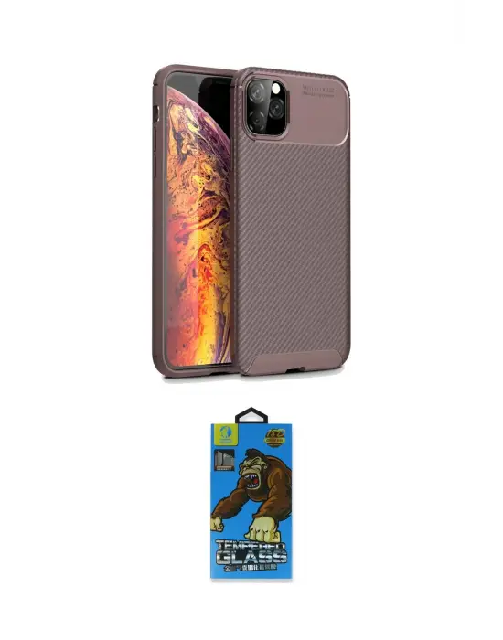 ieg™ iPhone 11 Pro Max Kılıf Eksen Form Prime - Siyah 18D Cam Ekran Koruyucu