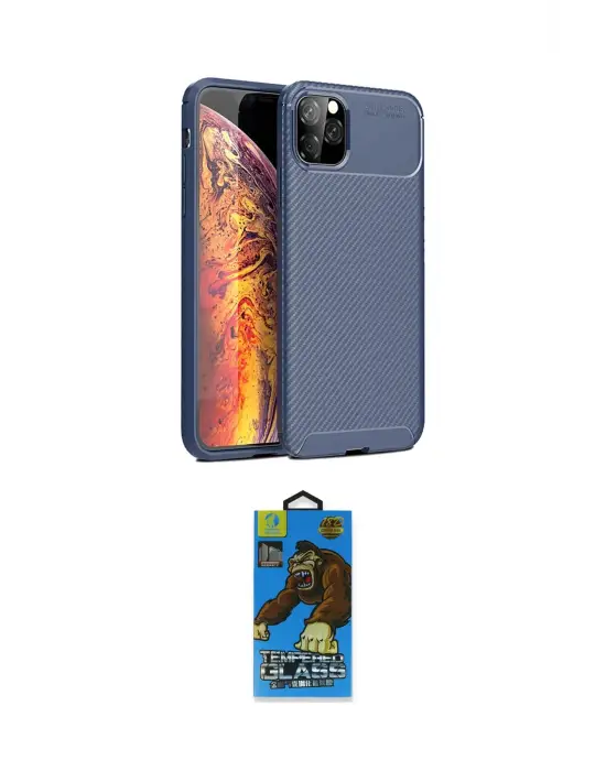 ieg™ iPhone 11 Pro Max Kılıf Eksen Form Prime - Siyah 18D Cam Ekran Koruyucu