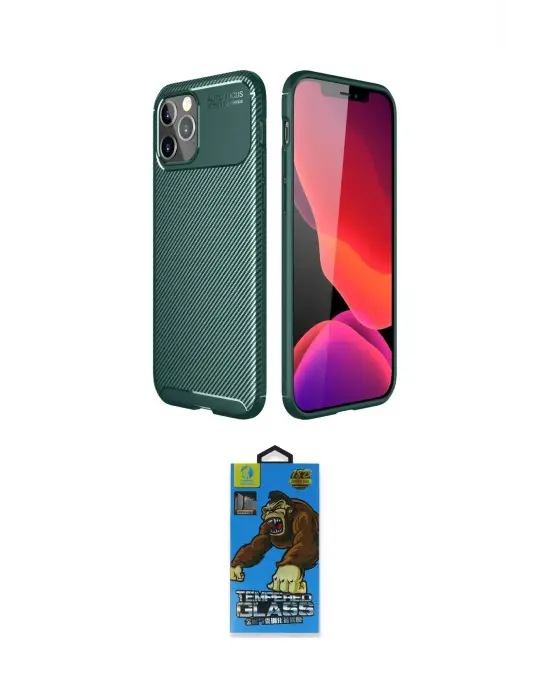 ieg™ iPhone 11 Pro Max Kılıf Eksen Form Prime - Siyah 18D Cam Ekran Koruyucu
