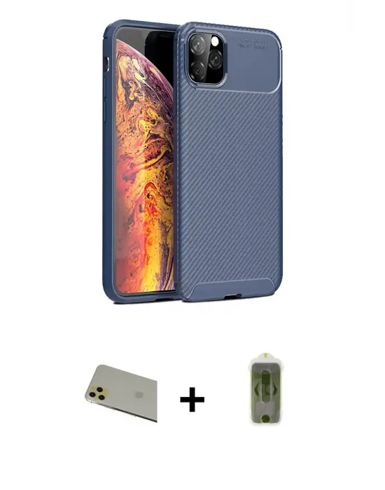 ieg™ iPhone 11 Pro Max Kılıf Eksen Form Prime - Siyah Joko Magic 5D Hayalet Cam + Rainbow Kamera Lens Koruma Cam - GD