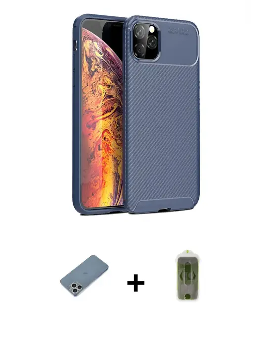 ieg™ iPhone 11 Pro Max Kılıf Eksen Form Prime - Siyah Joko Magic 5D Hayalet Cam + Shine Kamera Lens Koruma Cam - GS