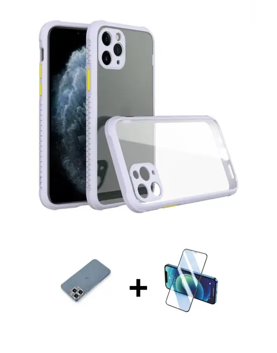 ieg™ iPhone 11 Pro Max Kılıf Nova Asil Özel Seri - Siyah 3D Antistatik Seramik Nano Ekran Koruyucu + Metal Kamera Lens Koruma Cam - GS