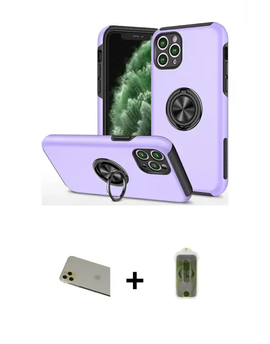 ieg™ iPhone 11 Pro Max Kılıf Odak Form Prime - Siyah Joko Magic 5D Hayalet Cam + Rainbow Kamera Lens Koruma Cam - GD