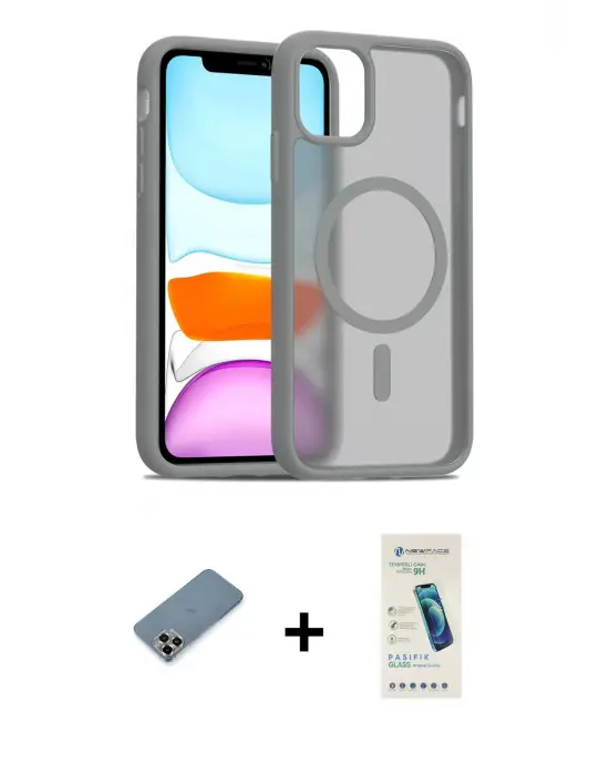 ieg™ iPhone 11 Pro Max Kılıf Siluet Minimal Prime - Şeffaf Pasifik Cam Ekran Koruyucu + Metal Kamera Lens Koruma Cam - MR