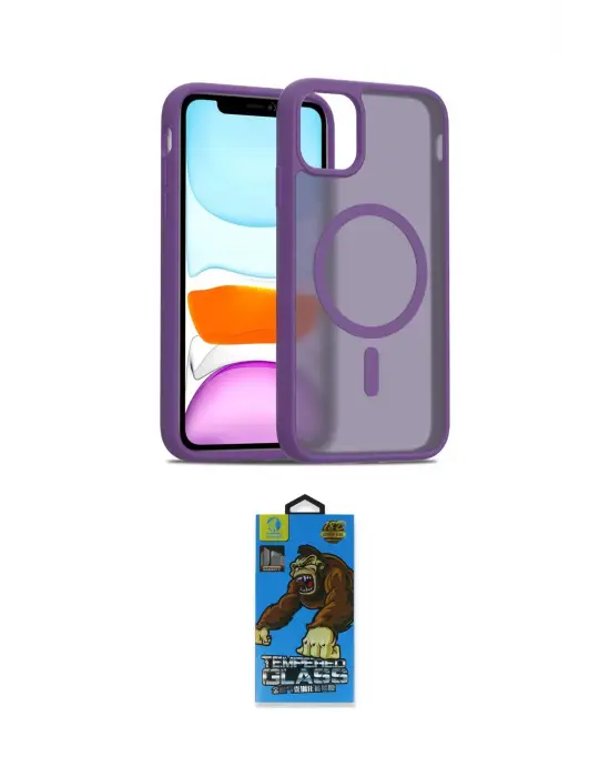 ieg™ iPhone 11 Pro Max Kılıf Siluet Minimal Prime - Siyah 18D Cam Ekran Koruyucu