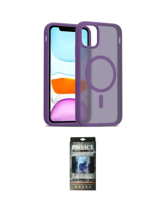 ieg™ iPhone 11 Pro Max Kılıf Siluet Minimal Prime - Siyah 34D Hayalet Izgaralı Cam
