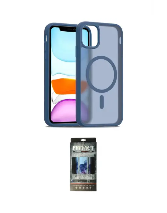 ieg™ iPhone 11 Pro Max Kılıf Siluet Minimal Prime - Siyah 34D Hayalet Izgaralı Cam