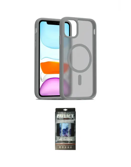 ieg™ iPhone 11 Pro Max Kılıf Siluet Minimal Prime - Siyah 34D Hayalet Izgaralı Cam