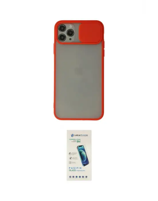 ieg™ iPhone 11 Pro Max Kılıf Vadi Çizgi - Şeffaf Pasifik Cam Ekran Koruyucu