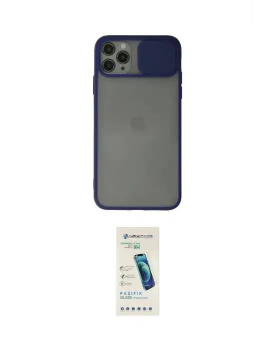 ieg™ iPhone 11 Pro Max Kılıf Vadi Çizgi - Şeffaf Pasifik Cam Ekran Koruyucu